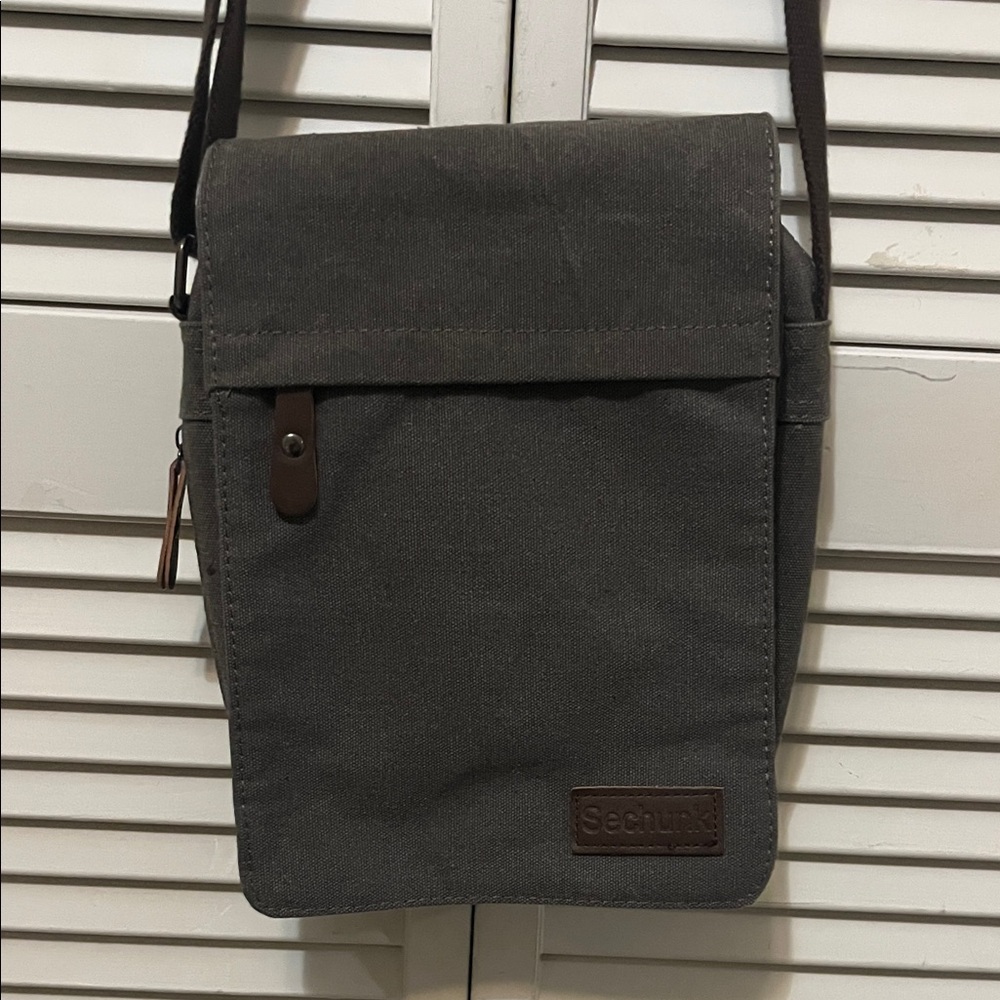 Dark Gray Canvas Messenger Bag